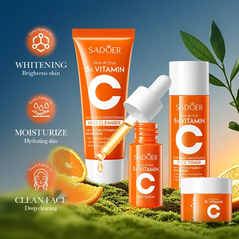 SADOER Vitamin C Travel Skincare Set – 5-Piece Mini Kit