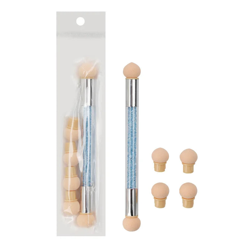 JEARLYU Double-Ended Ombre Nail Sponge Brush + 4 Sponge Heads