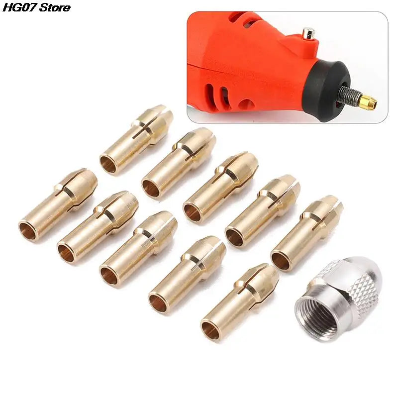 Brass Collet Chuck Set 0.5–3.2mm | 10/11pc Rotary Tool Kit