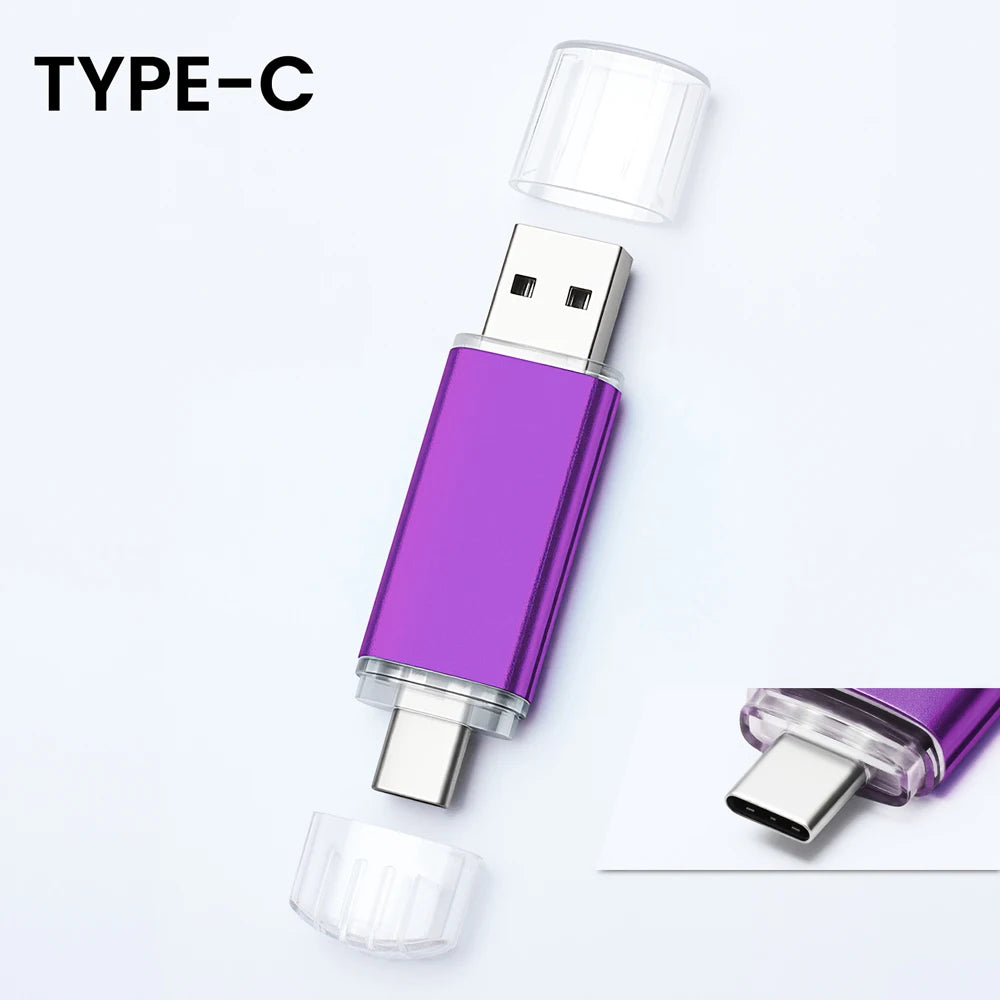 Type-C USB Flash Drive 4GB–128GB | Free Custom Logo Black USB Flash Drive PRIMED PURPLE 128MB(NOT GB)