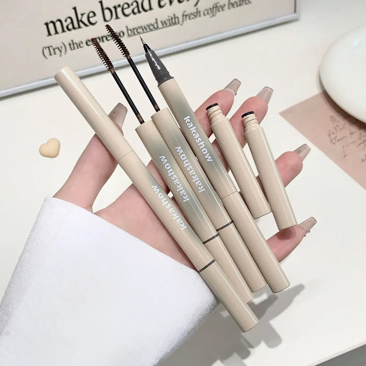 Kakashow Double-Head Eyebrow Pen & Dyeing Cream – Waterproof Eyebrow Makeup Set PRIMED