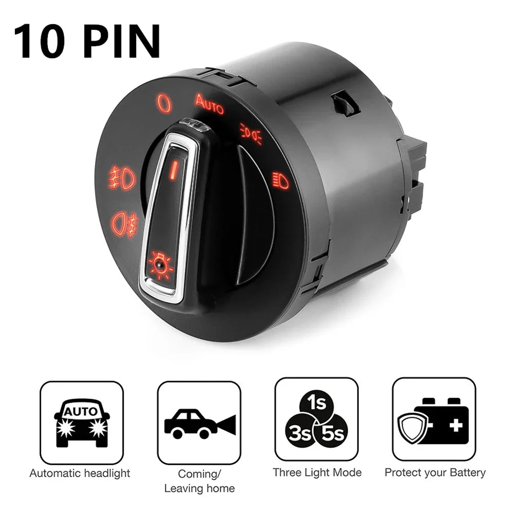VW Golf MK5 MK6 & Jetta Headlight Control Switch | Light Sensor Headlight Control Switch PRIMED 1 PC 10PIN