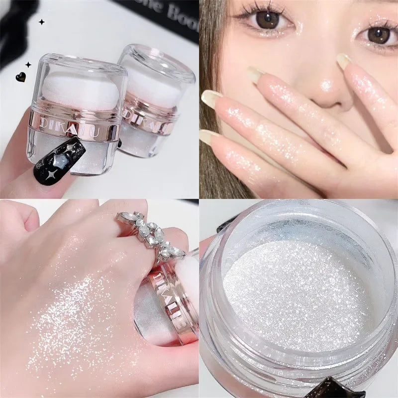 DIKALU Body Glitter Powder – Moonlight White Shimmer Highlighter Body Glitter Highlighter PRIMED