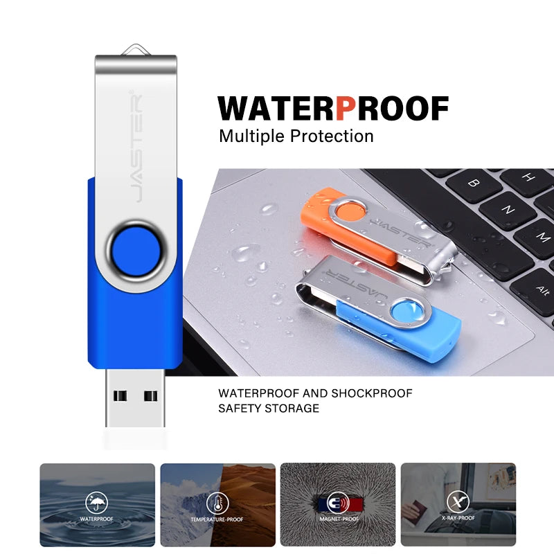 JASTER 100-Pack USB 3.0 Flash Drives 4GB–128GB + Key Chain USB Flash Drive PRIMED