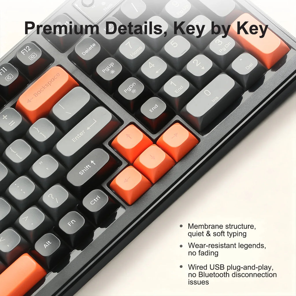MissionFit Wired USB Keyboard with Number Pad – Slim 98-Key Wired USB Keyboard PRIMED