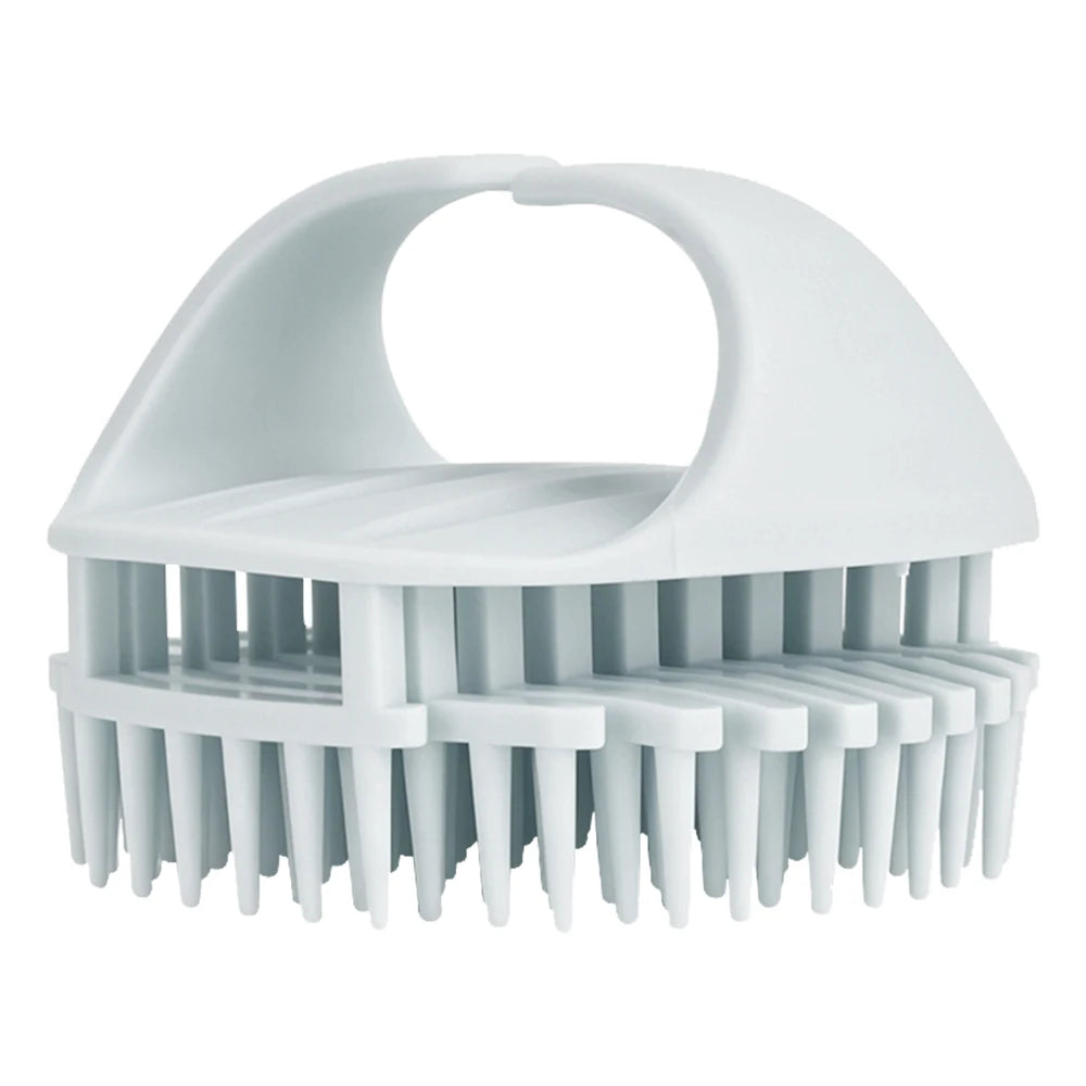 Silicone Scalp Massager Arch Handle – Detangling Comb Scalp Massager Comb PRIMED silver