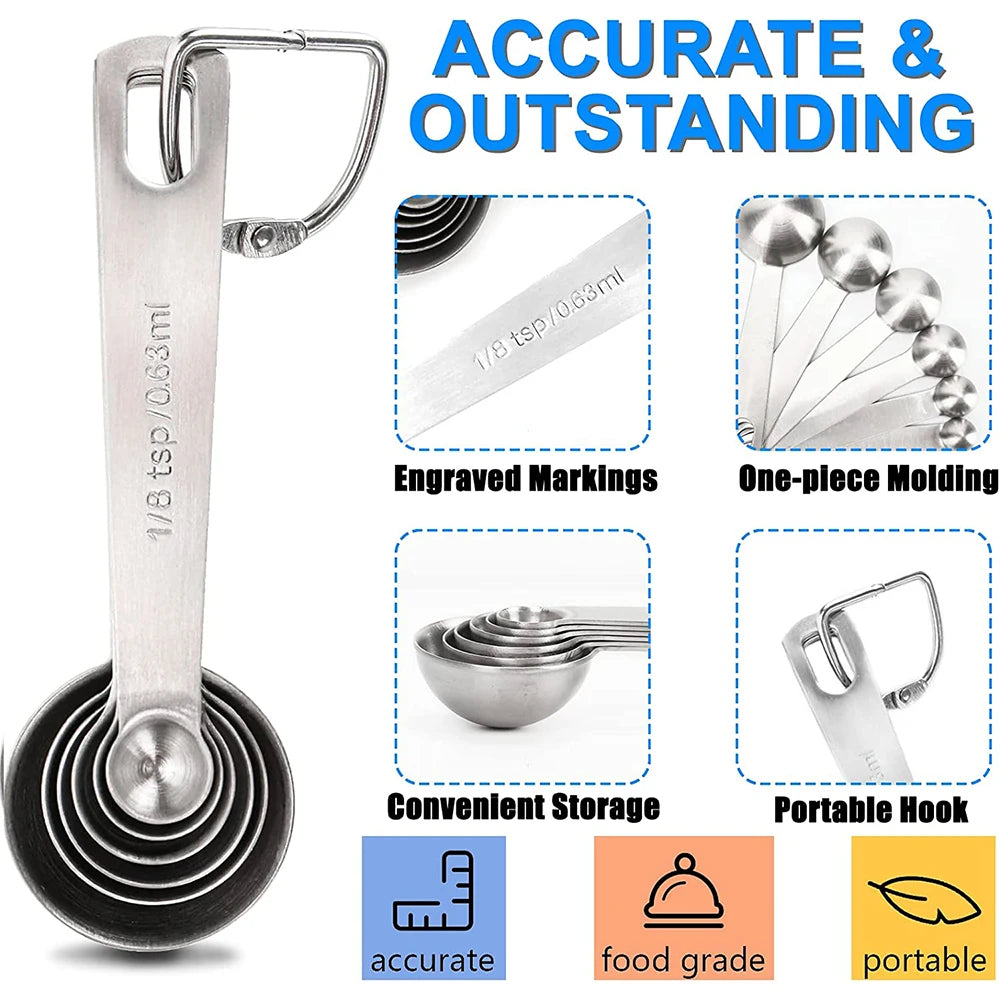 LMETJMA 6-Piece Stainless Steel Measuring Spoon Set | Baking Measuring Spoon Set PRIMED