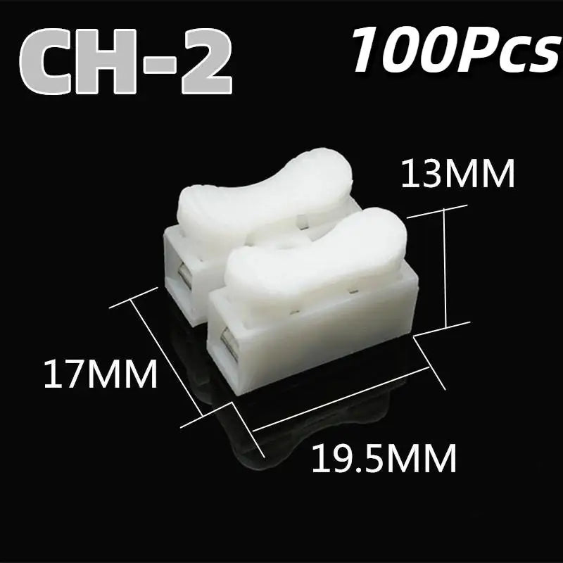 50/100Pcs CH-2 Spring Clamp Wire Connectors | No-Solder Quick Terminal Wire Terminal Connector PRIMED 100pcs