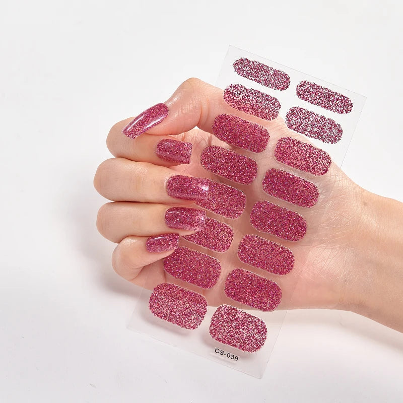 Semi-Cured Gel Nail Wraps Full Cover Stickers – 16pc Set