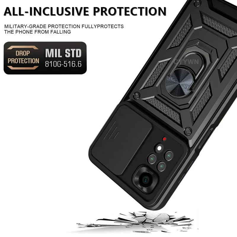 Redmi Note 12/14/15 Pro Armor Case – Ring & Car Holder Armor Phone Case PRIMED