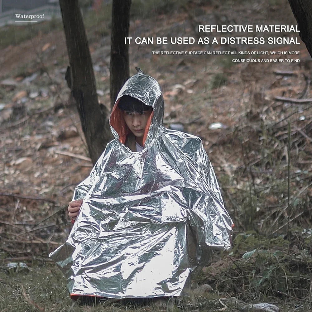 Waterproof Hooded Rain Poncho – Reflective Emergency Raincoat Rain Poncho PRIMED