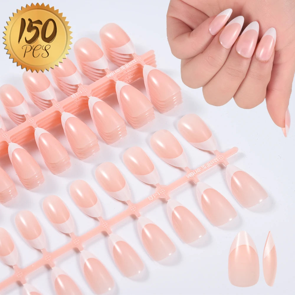150pcs Almond French Press-On Nails | Full Cover False Nail Tips