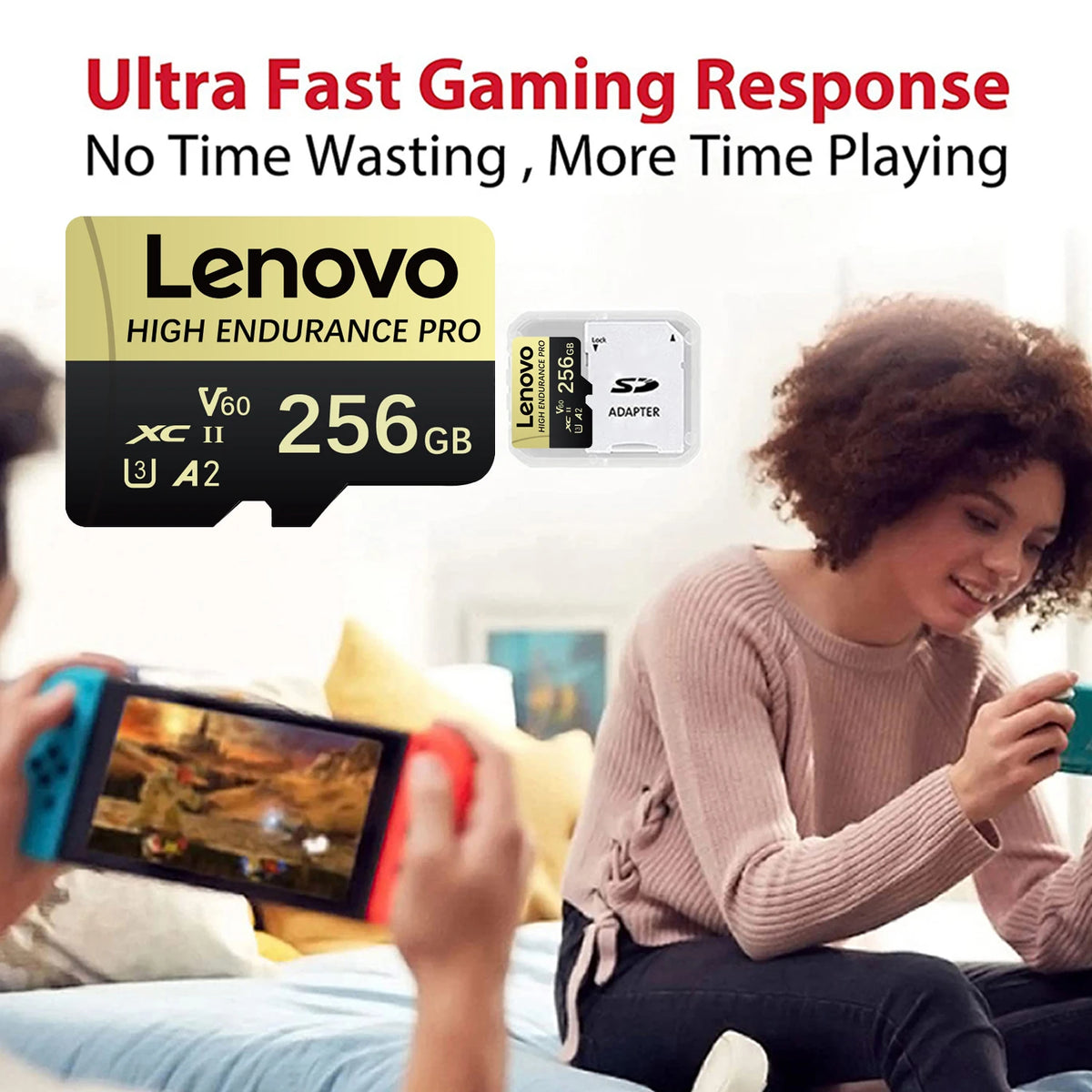 Lenovo Micro SD Card 64GB–1TB | V60 U3 A2 4K Flash Card Micro SD Card PRIMED