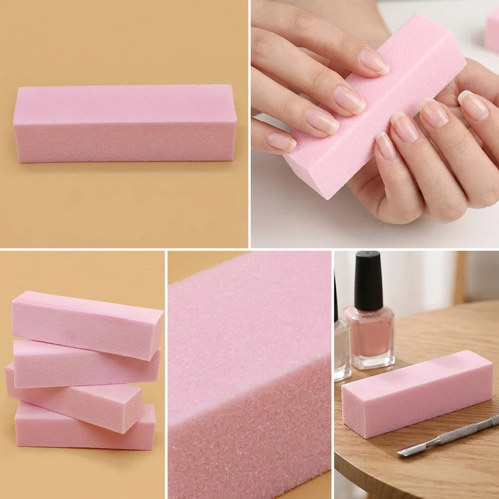 Sponge Nail Buffer Sanding File Block 3/5/10 Pcs – Pink