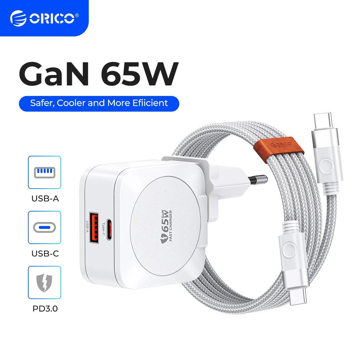ORICO 65W GaN USB-C Fast Charger – iPhone, Laptop & More GaN USB-C Charger PRIMED