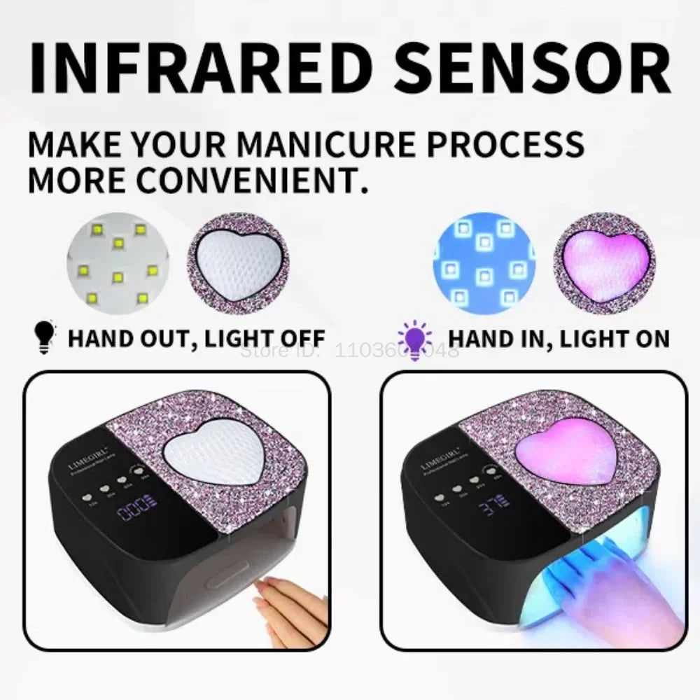 UV LED Nail Lamp Dryer – Rechargeable Heart Diamond Design UV LED Nail Lamp PRIMED
