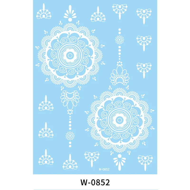 White Henna Flower Temporary Tattoo Sticker – Body Art
