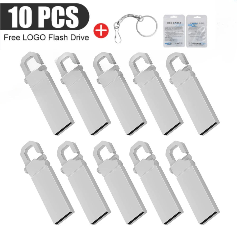 10-Pack Custom Logo Metal USB Flash Drives 128MB–128GB USB Flash Drive PRIMED 4GB x10pcs silver u disk 2 China Mainland