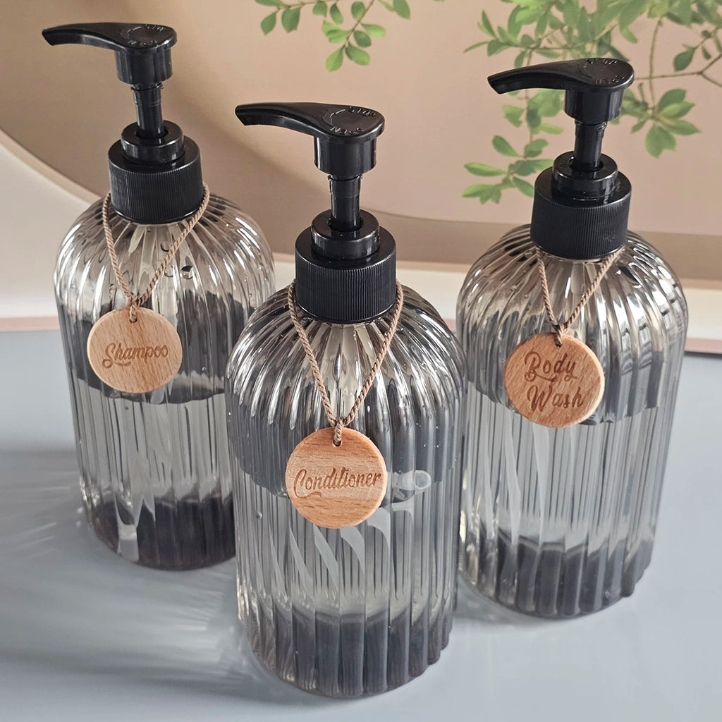3-Pack Refillable Soap Pump Bottles 16.9oz – Bathroom Set Soap Pump Dispenser PRIMED