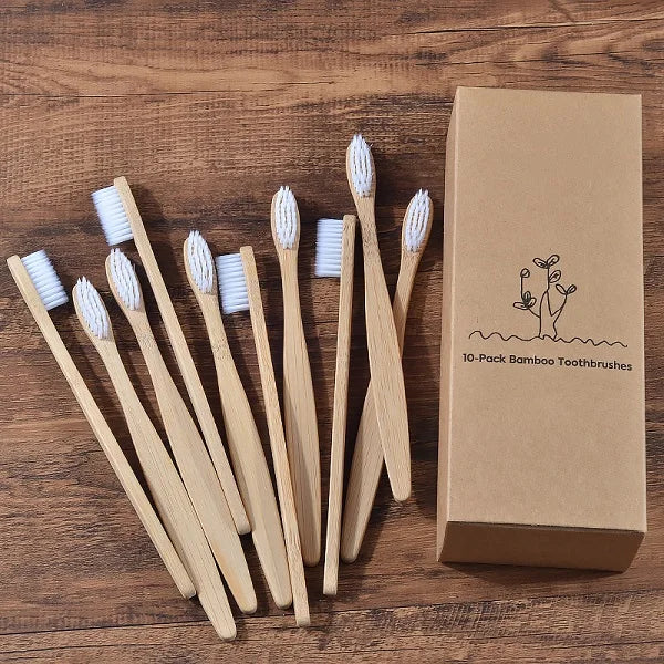 10-Pack Bamboo Toothbrush – BPA Free Soft Charcoal Bristles