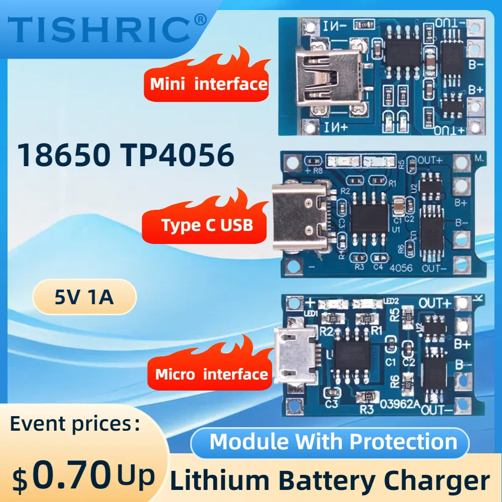 TP4056 18650 Lithium Battery Charger Module 5V 1A w/ Protection Battery Charger Module PRIMED