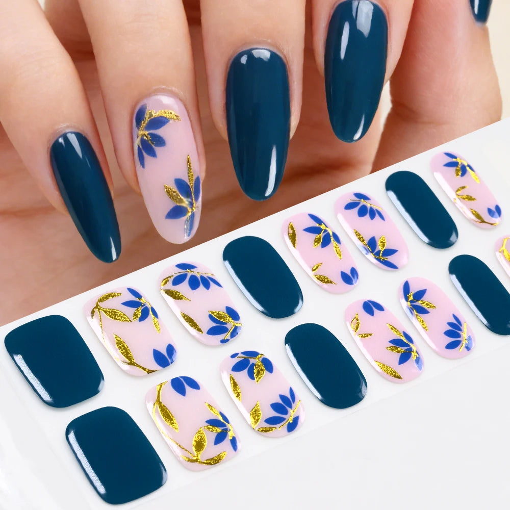 Semi-Cured UV Gel Nail Stickers – French Full Cover Waterproof