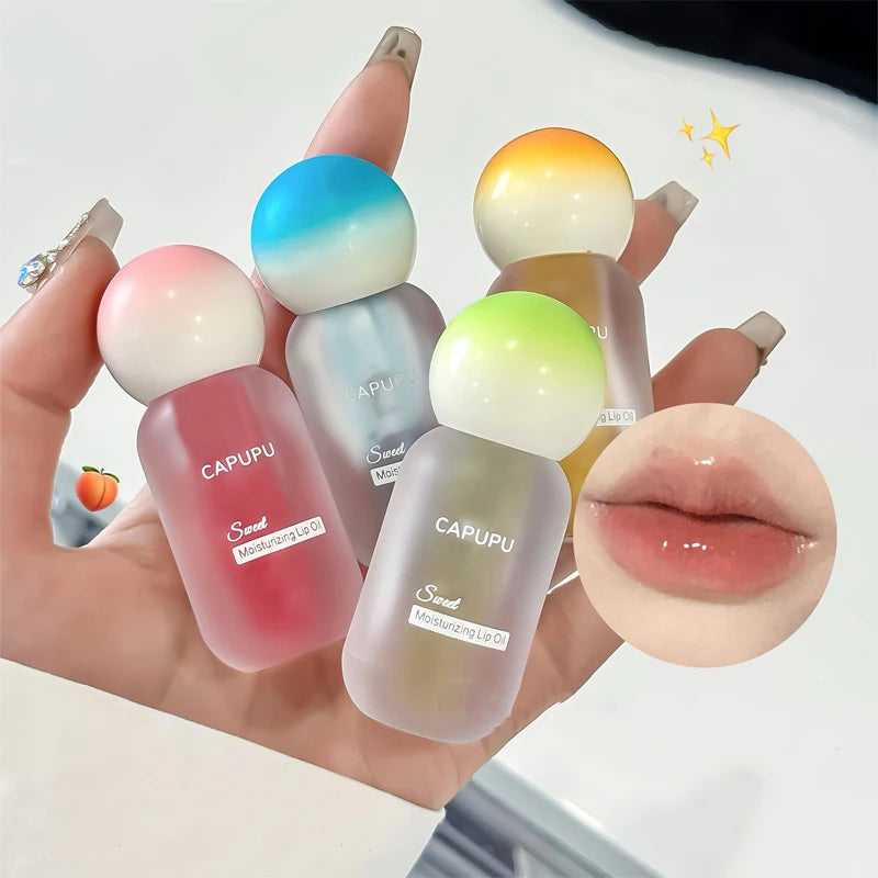 Peach Crystal Jelly Lip Oil Gloss – Hydrating & Plumping Lip Oil Gloss PRIMED