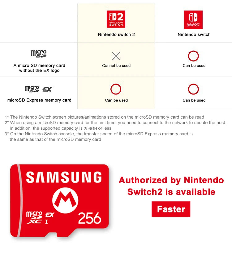 Samsung 256GB microSDXC Express Card – Nintendo Switch 2 microSDXC Memory Card PRIMED