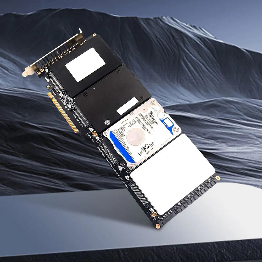 4-Port NVMe PCIe X16 Conversion Card | X4x4x4x4 Bifurcation PCIe Storage Adapter PRIMED