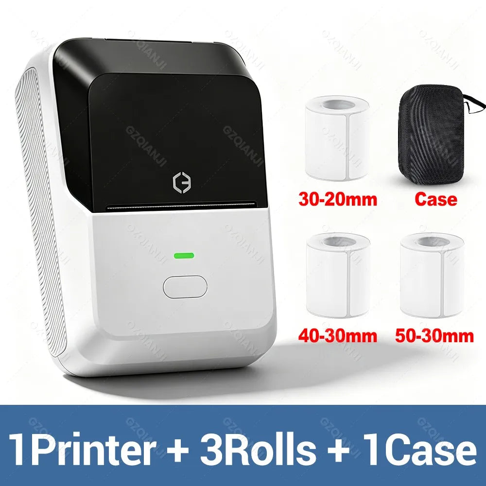 P2 Mini Bluetooth Thermal Label Printer – Barcode & Food Labels Thermal Label Printer PRIMED P2WH-3Rolls-1Case