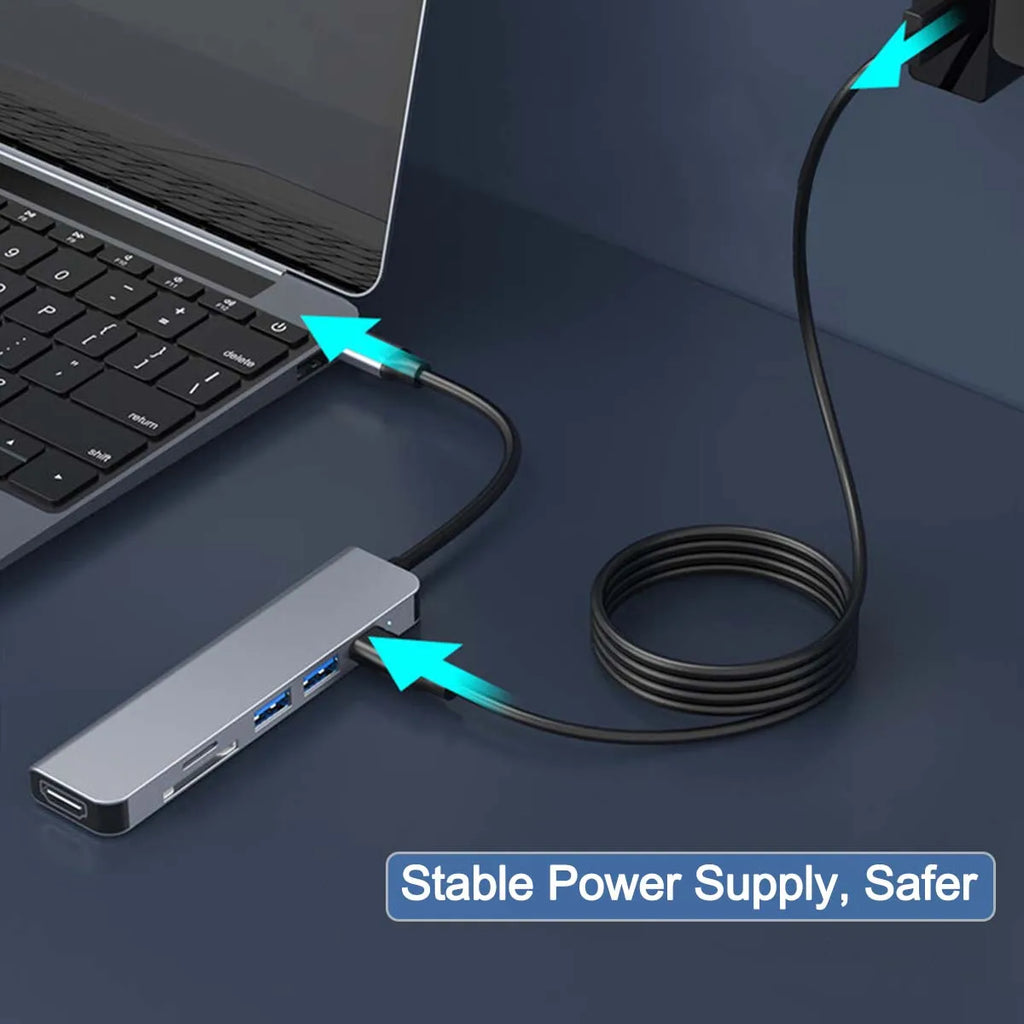 6-in-1 USB-C Hub | 4K HDMI, PD Charging & SD Card Reader USB-C Multiport Hub PRIMED