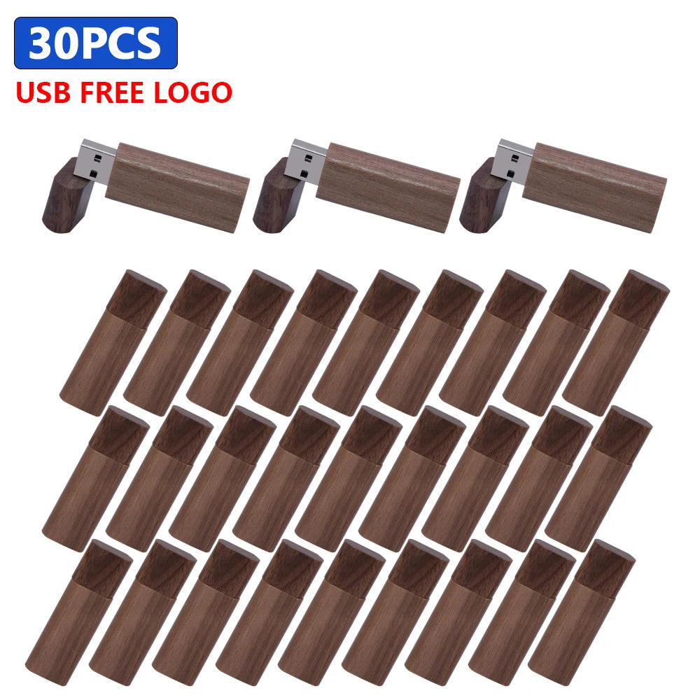 Wooden USB Flash Drive Custom Logo Bulk 4GB–64GB | 10/30/50 Pack