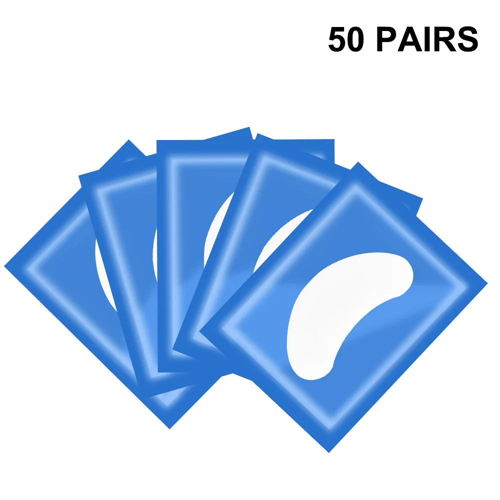 50 Pairs Hydrogel Under Eye Patches for Lash Extensions Lash Extension Pads PRIMED 50Pairs Blue
