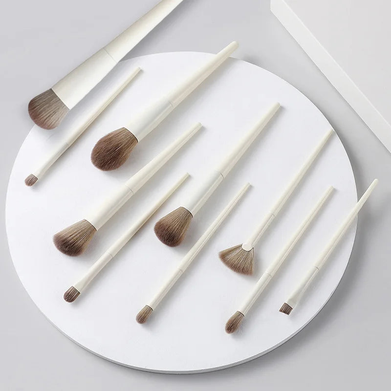 10-Piece Vegan Makeup Brush Set with Bag | All-in-One Kit