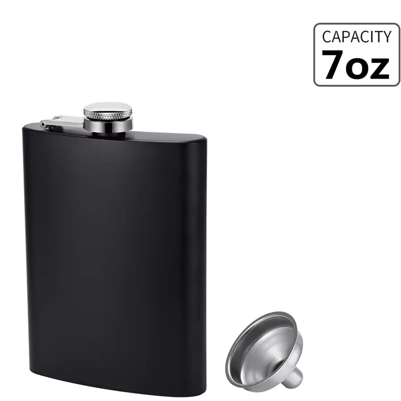 Stainless Steel Hip Flask Set 6/7/8oz – Leakproof & Funnel Hip Flask Set PRIMED 7 oz
