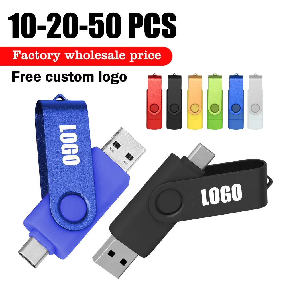 2-in-1 Type-C USB 2.0 Metal Flash Drive Bulk – Custom Logo USB Flash Drive PRIMED