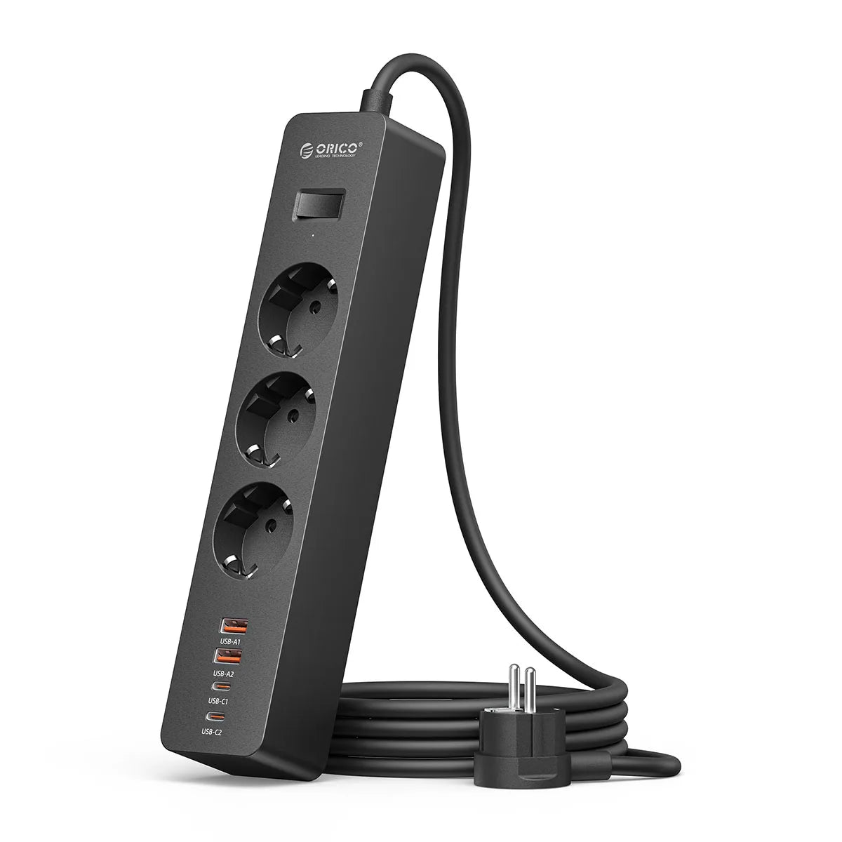 ORICO EU Power Strip 5 Outlets PD 20W USB-C Fast Charger 3M Cord Power Strip Charger PRIMED 1.5M 3A2U2C Black China Mainland EU Plug