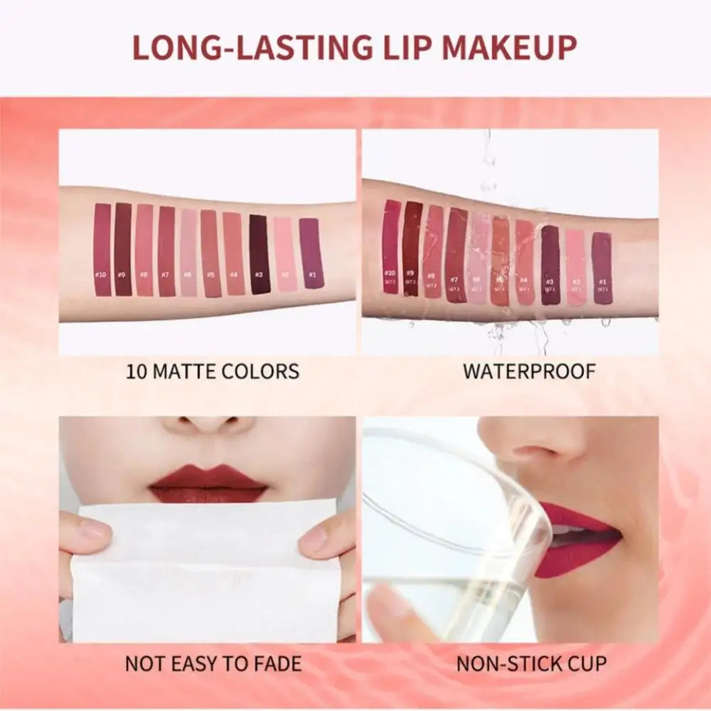 Lakerain Velvet Matte Lip Glaze Set – 5 Shades, Waterproof Matte Lip Glaze Set PRIMED