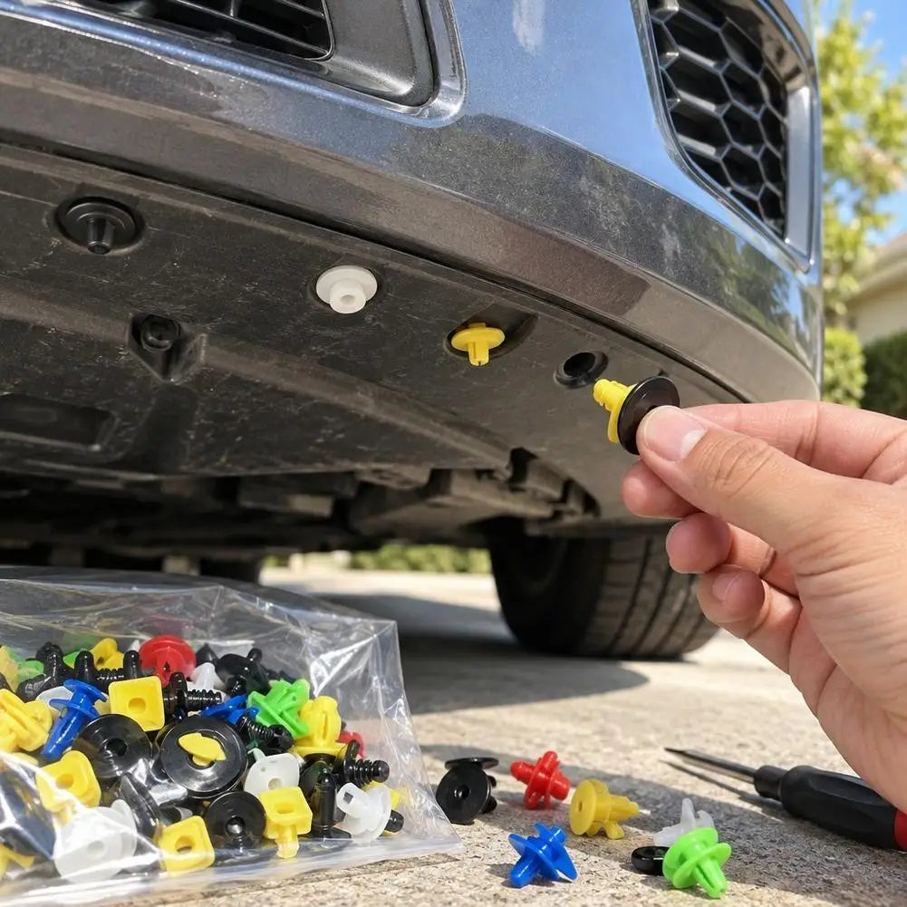 Universal Car Bumper Clips & Push Rivets Assortment – 100/200/500