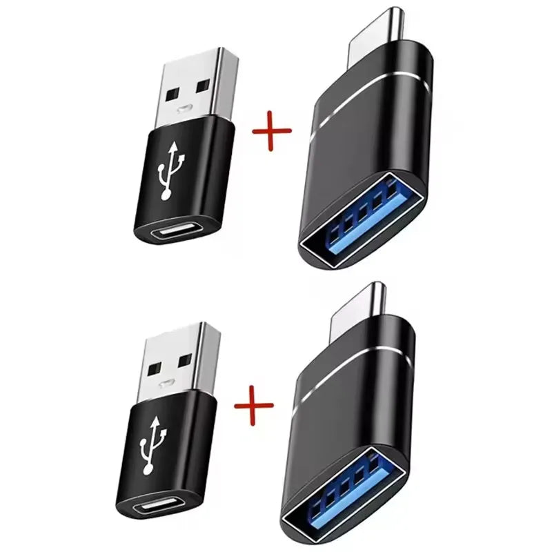 USB-C to USB 3.0 OTG Adapter | Type-C Male to USB-A Female USB-C OTG Adapter PRIMED 4pcs Black Set