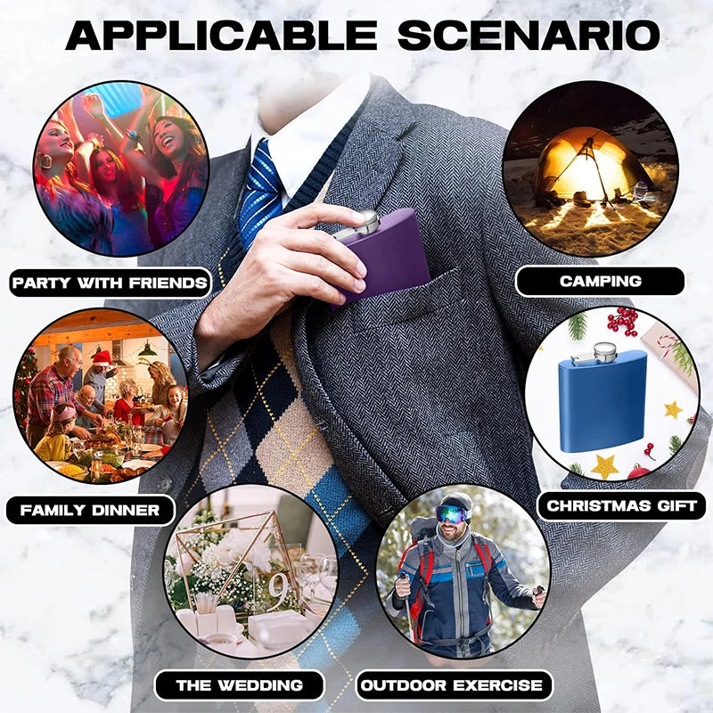 LMETJMA 6oz Stainless Steel Hip Flask with Funnel – Leak Proof Hip Flask PRIMED