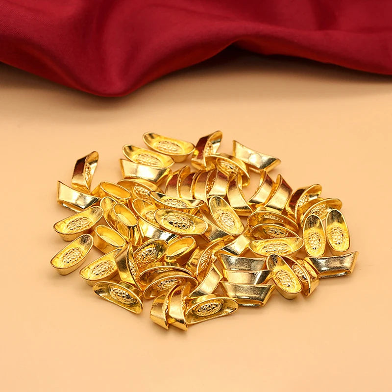 10 Pcs Gold Chinese Yuan Bao Ingot Ornaments – Lucky Décor
