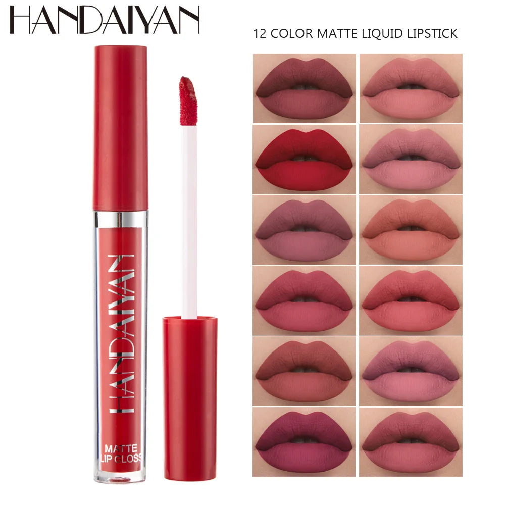 Handaiyan 12-Color Matte Liquid Lipstick – Waterproof Lip Tint Liquid Lipstick PRIMED