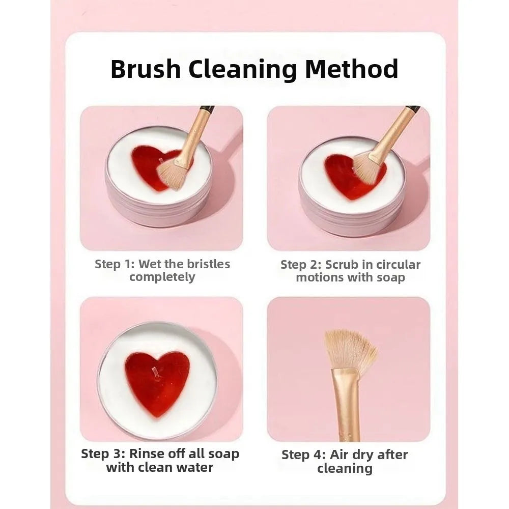 Makeup Brush Cleaner Soap with Silicone Mat | Heart Tin