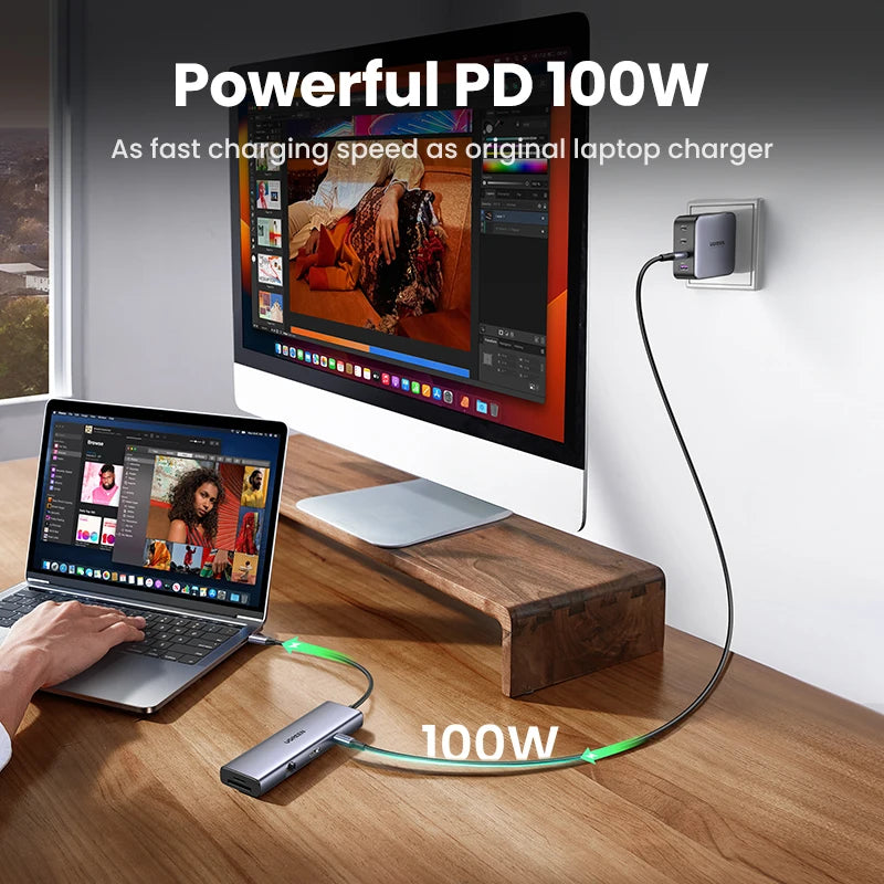 UGREEN 9-in-1 USB-C Hub 4K60Hz HDMI PD100W RJ45 SD/TF USB-C Docking Hub PRIMED