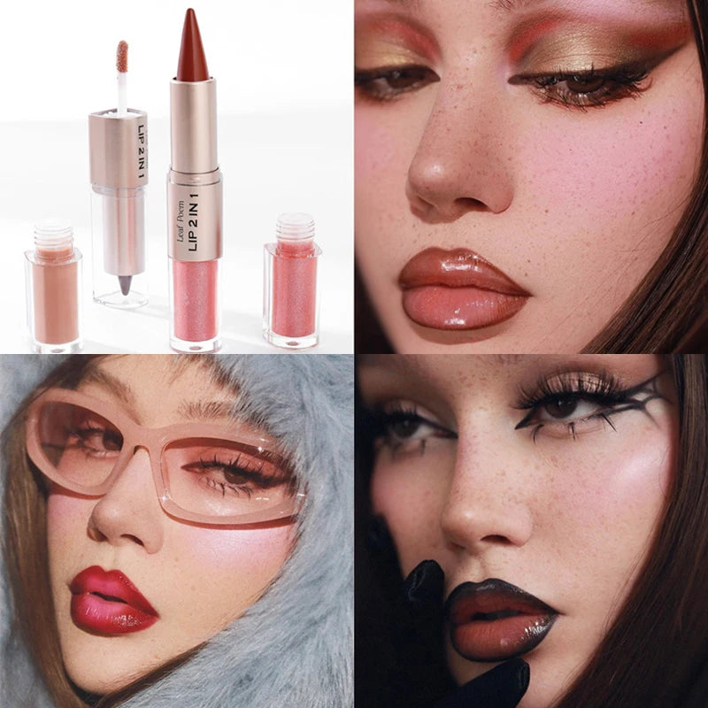 2-in-1 Waterproof Lip Liner & Lip Gloss Pen – 8 Shades Lip Liner Pen PRIMED