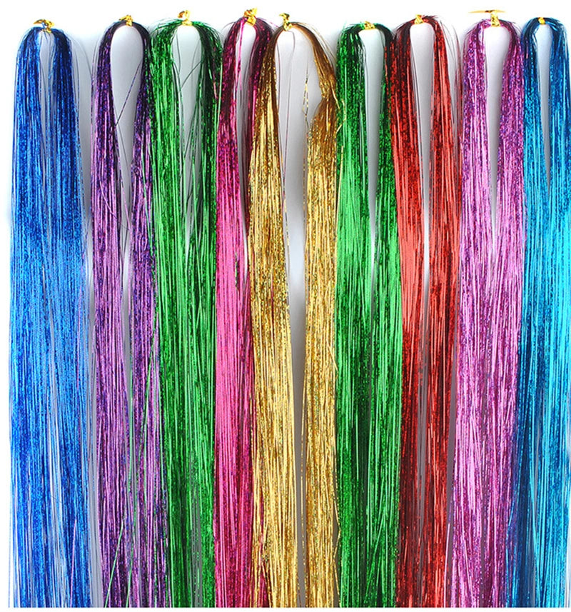Holographic Hair Tinsel Extensions – Rainbow Glitter Strands Hair Tinsel Extensions PRIMED