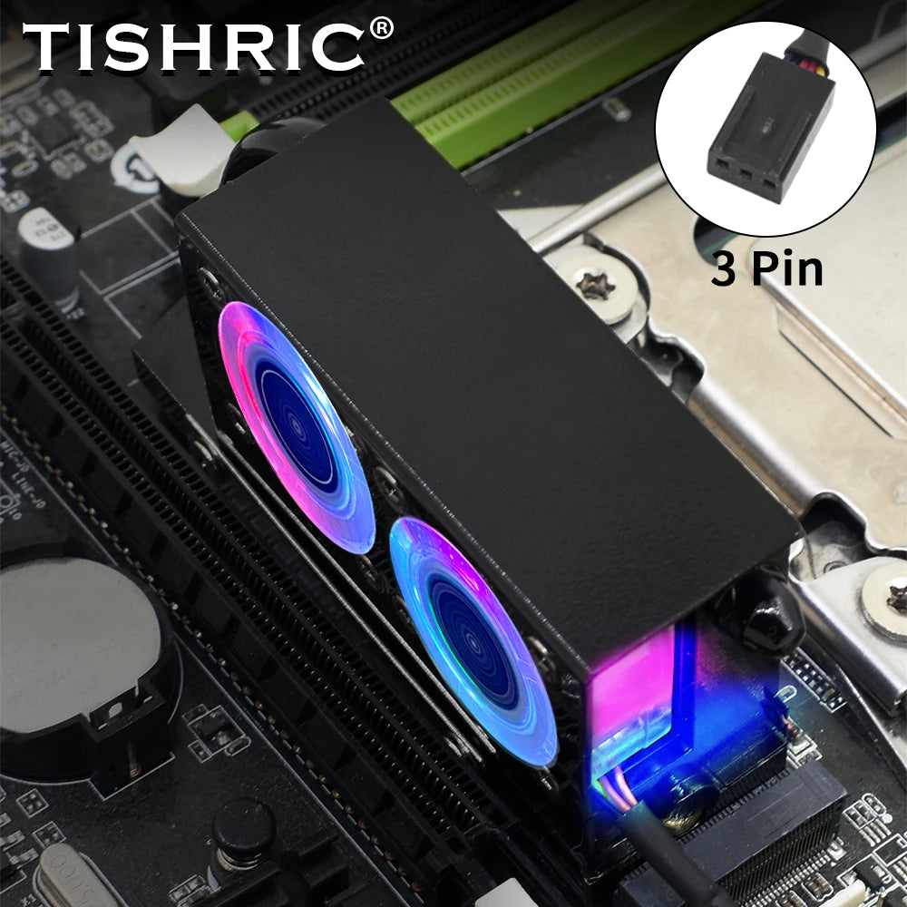 TISHRIC RGB M.2 SSD Heatsink Dual Fan 7000RPM NVMe Cooler