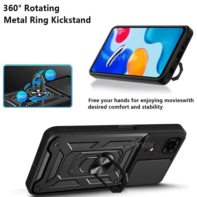 Redmi Note 12/14/15 Pro Armor Case – Ring & Car Holder Armor Phone Case PRIMED