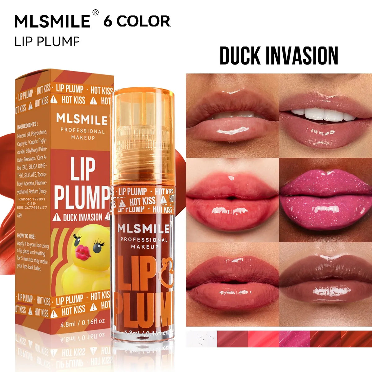 MLSMILE Mirror Lip Gloss Plumping Oil – Duck Design 4.8ml Lip Gloss Oil PRIMED